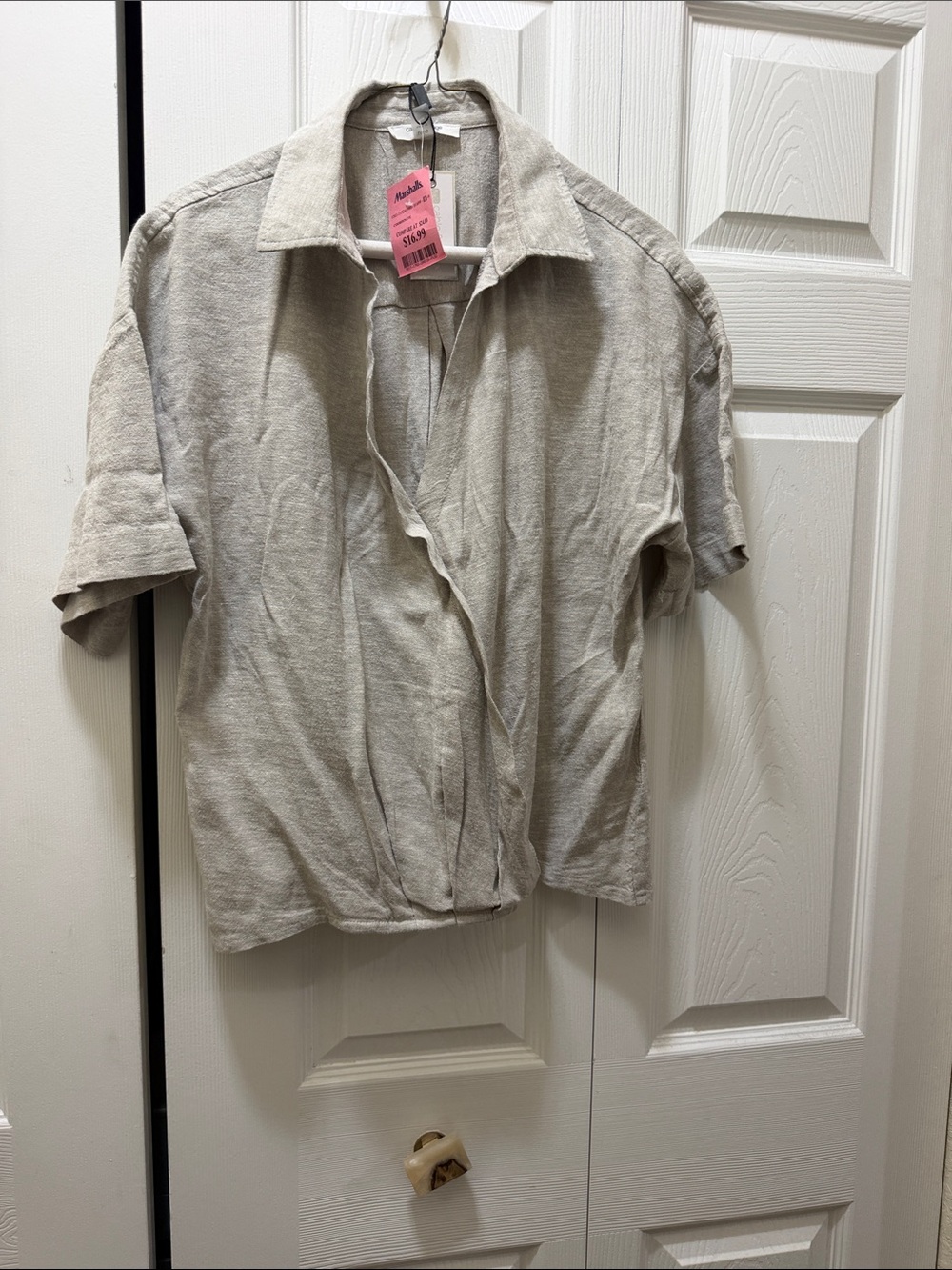 Light Beige Short Sleeve Collared Shirt
